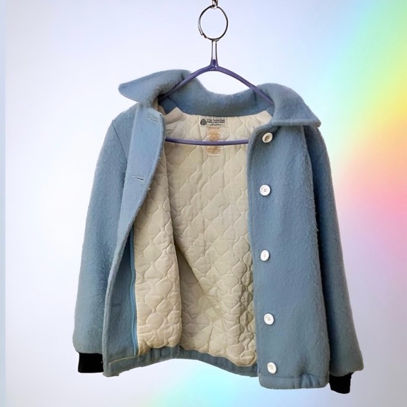RARE Vintage 1980s Hudson's Bay 100% Wool Powder Blue Jacket - Picture 1 of 8